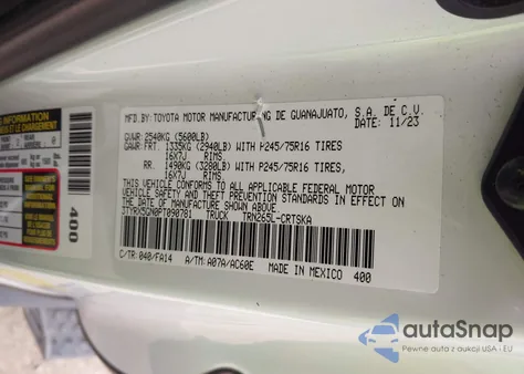 2023 Toyota Tacoma Sr from USA, damaged, VIN 3TYRX5GN0PT090781